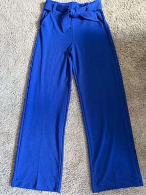 Fashion Nova Royal Blue Wide Leg Pants with Tie Waist